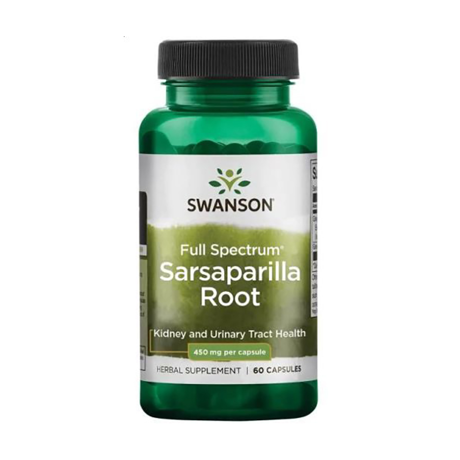 Корінь сарсапарелі Swanson Sarsaparilla Root 450 мг, 60 капсул